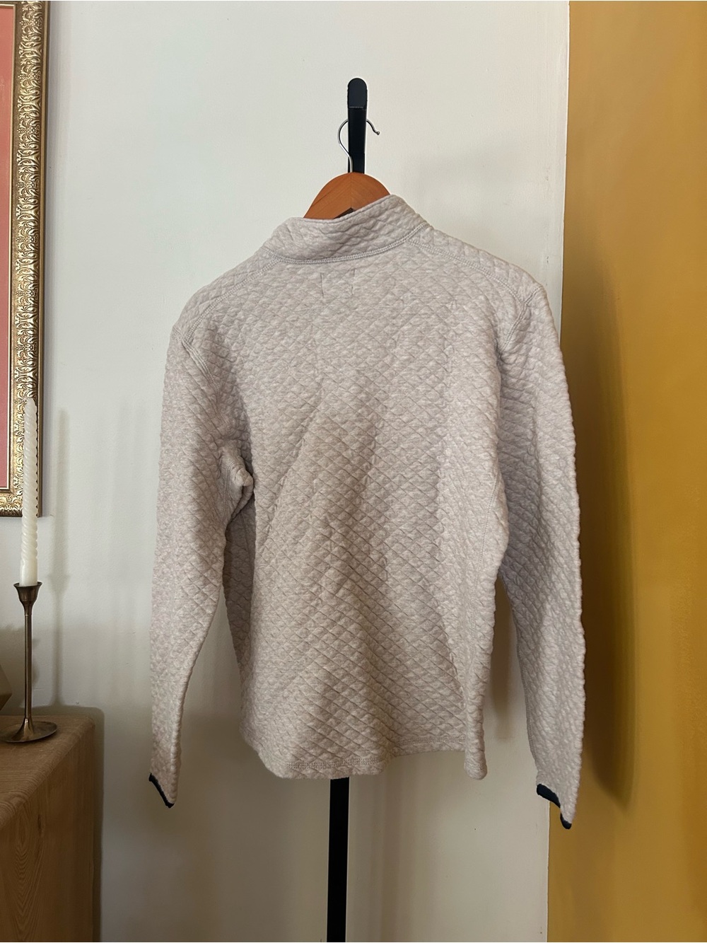 J. Crew Men's Quilted Quarter Zip Sweatshirt Authentic Fleece Pullover Medium - Picture 4 of 6